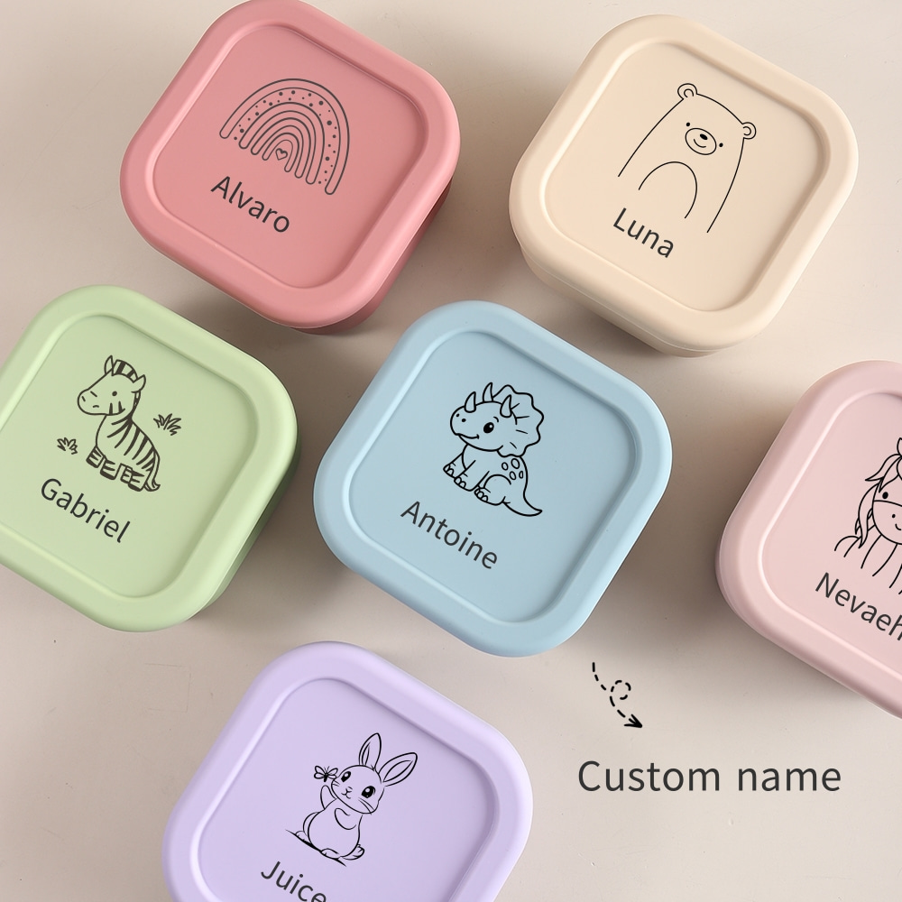 Baby Food Jars With Lids - กล่องเก็บอาหารเด็กซิลิโคนเกรดอาหาร 1 ชิ้น ลายหรือชื่อสั่งทำได้ ขนาด 510